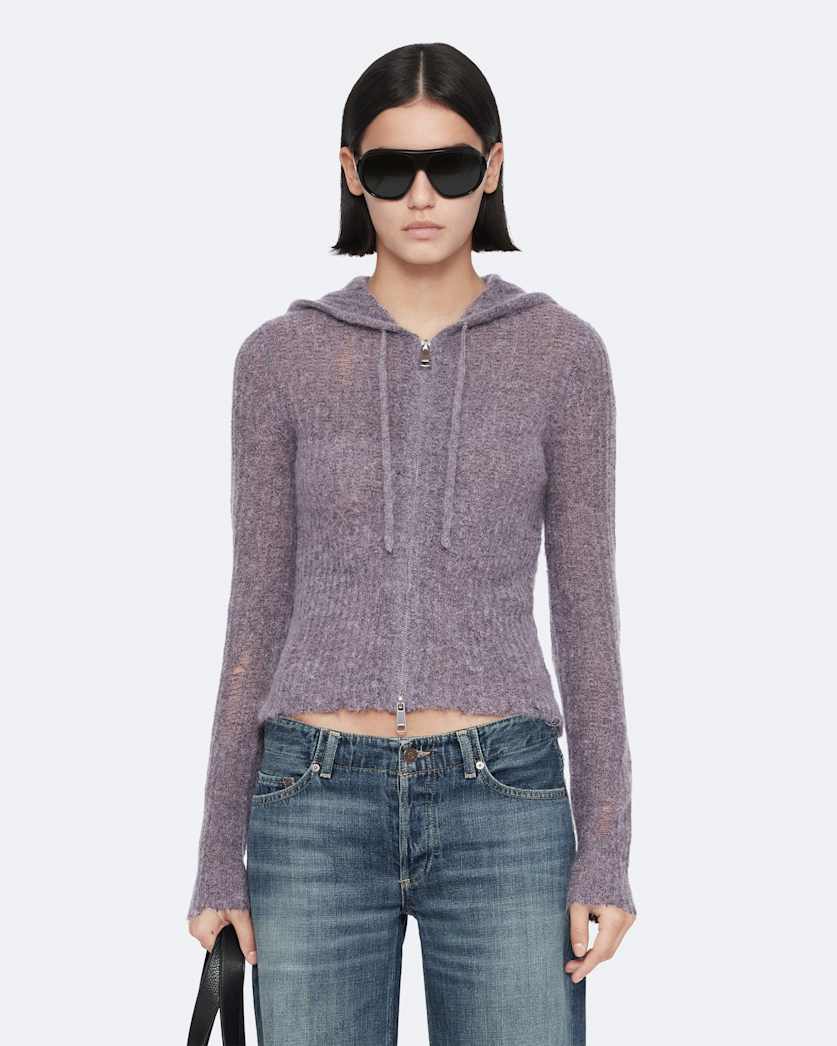 Mabel Cropped Alpaca-Blend Hoodie