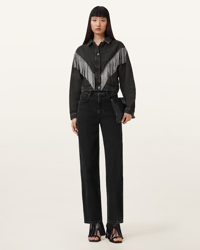 Marlene Embellished Fringe Denim Jacket