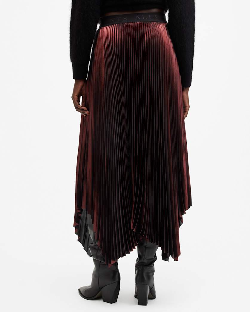 Lerin Metallic Asymmetric Maxi Skirt