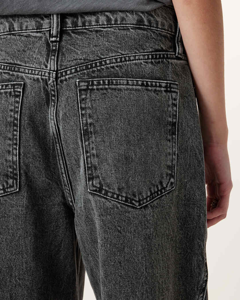 Fox Asymmetric Hem Wide Leg Denim Jeans