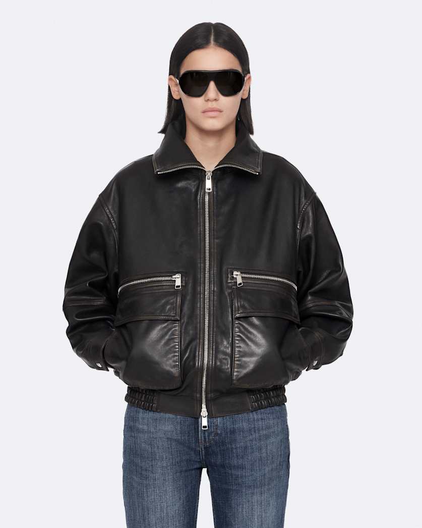Elisa Leather Bomber Jacket