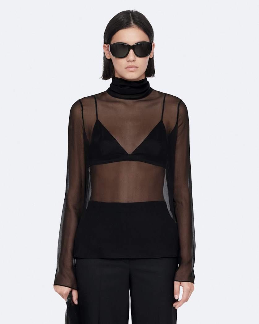 High-neck silk top