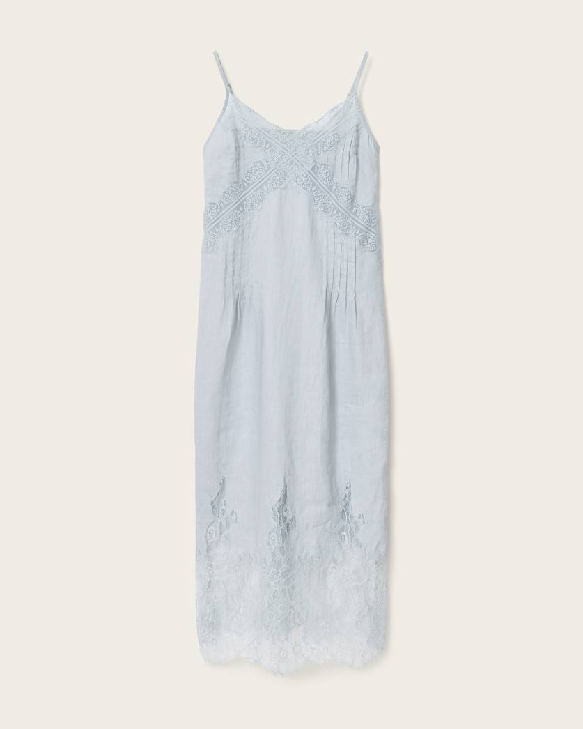 sachin and babi light blue dress Samia Linen Lace Midi Dress HIGH RISE BLUE