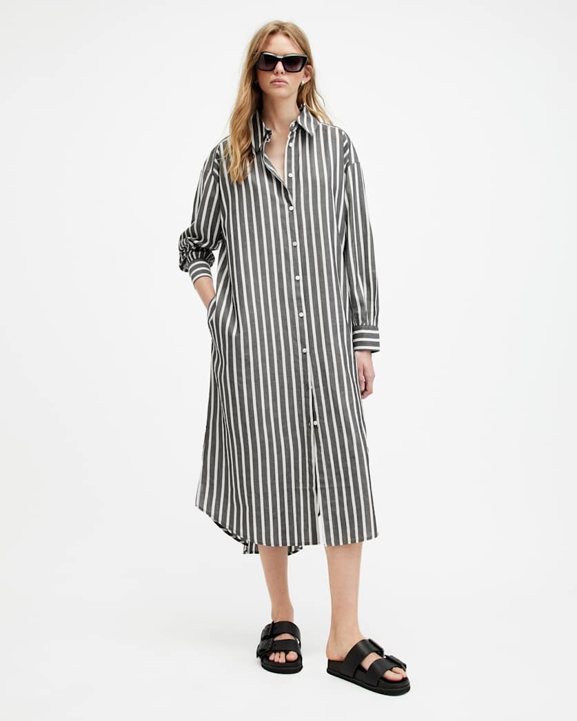 Ani Striped Maxi Shirt Dress