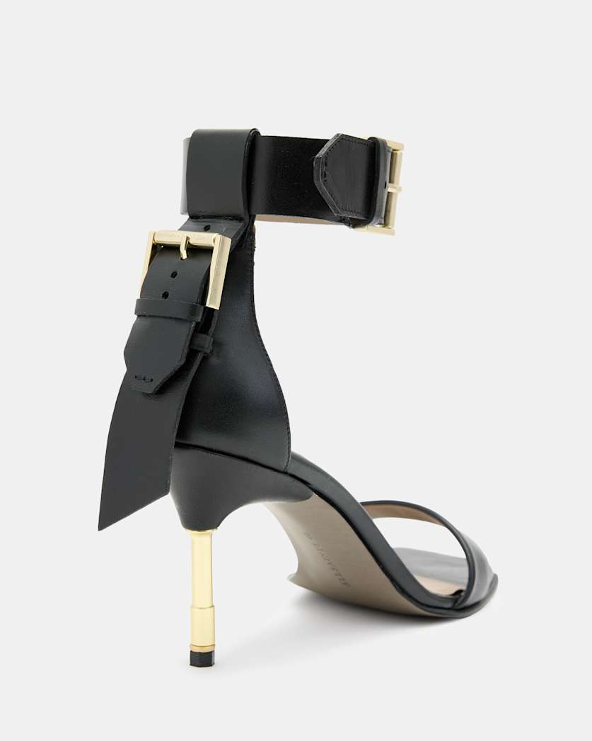 Noir Square Toe Heeled Sandal