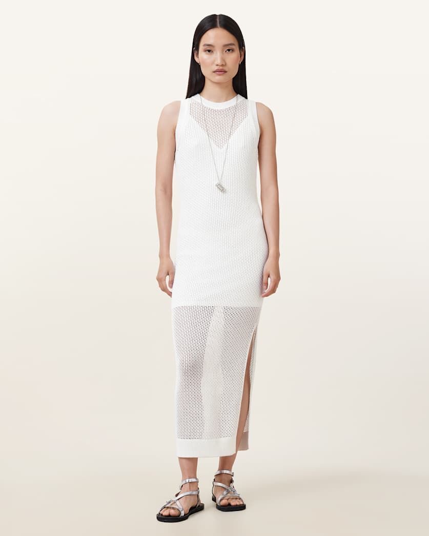 Miro Open Stitch 2-in-1 Maxi Dress Chalk White ALLSAINTS US