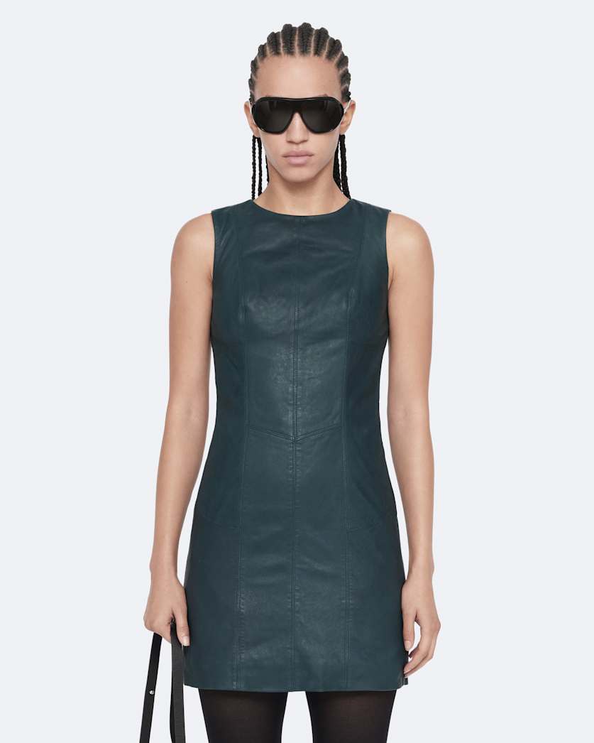Vee Leather Dress