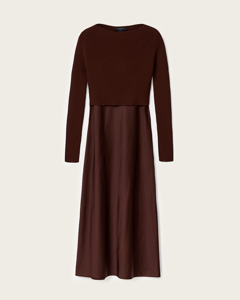 knee length dresses for ladies Do Long Insecta Midi Dress with Floral Neckline main image 0