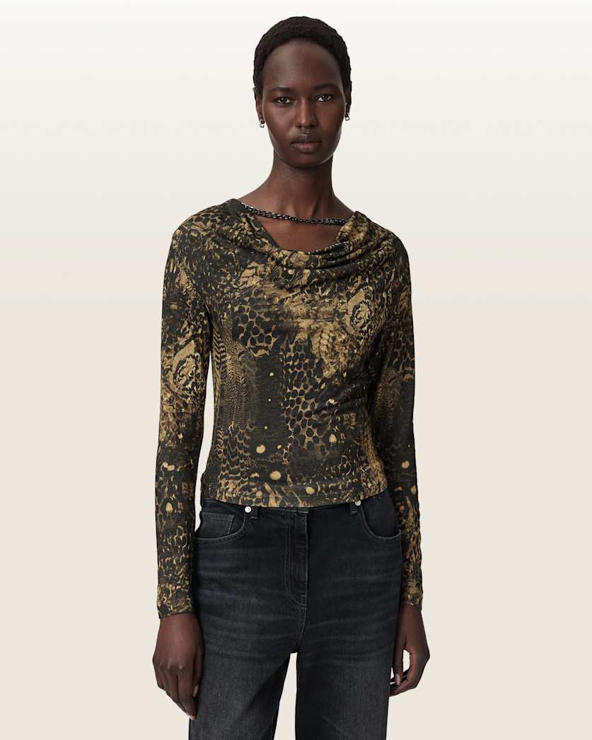 Hallie Cowl Neck Slim Fit Top
