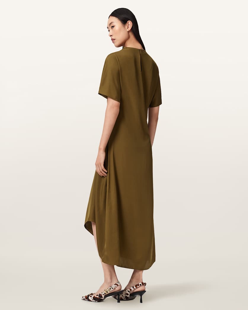 Rosie Silk Blend Midi Dress KHAKI GREEN | ALLSAINTS US