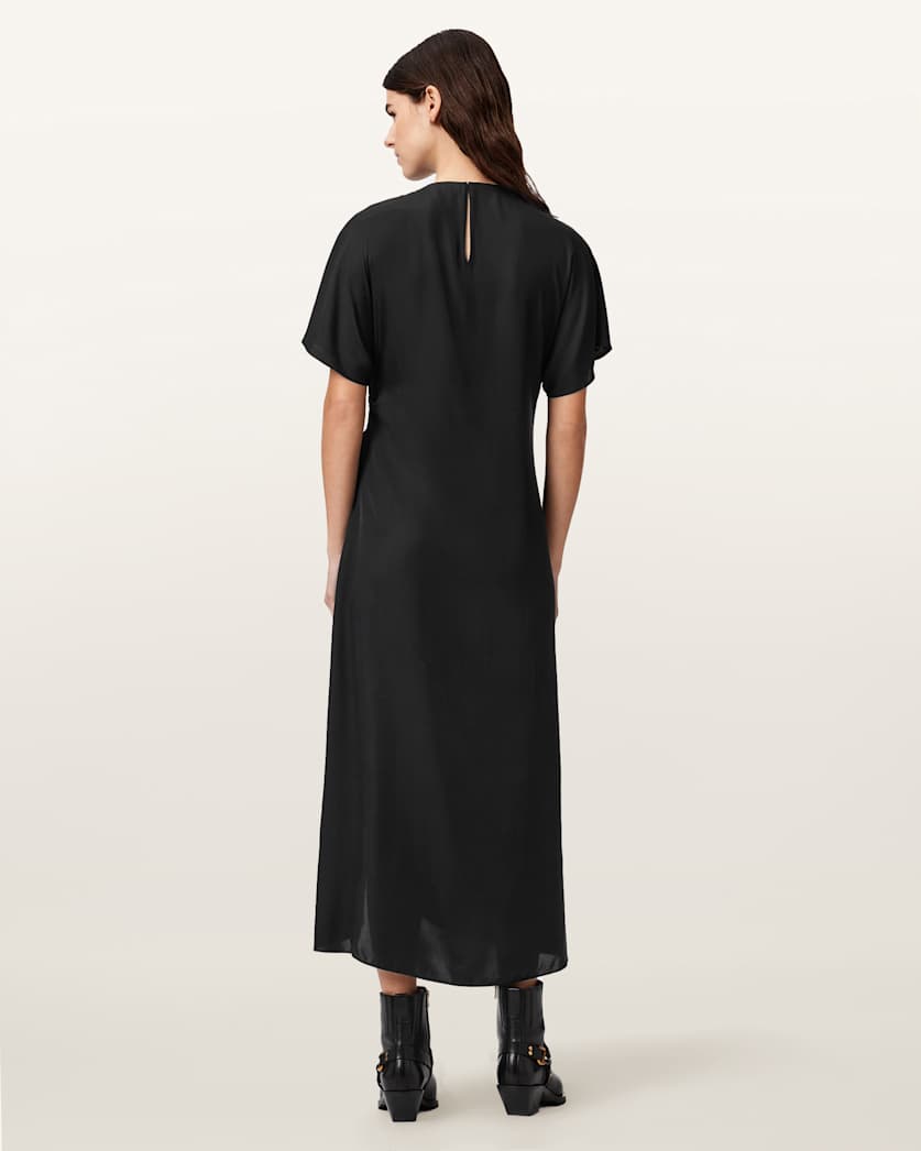 rosie short sleeve midi dress Rosie Silk Blend Midi Dress Black