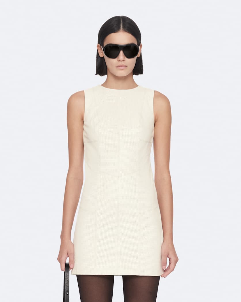 Vee Perforated Leather Dress