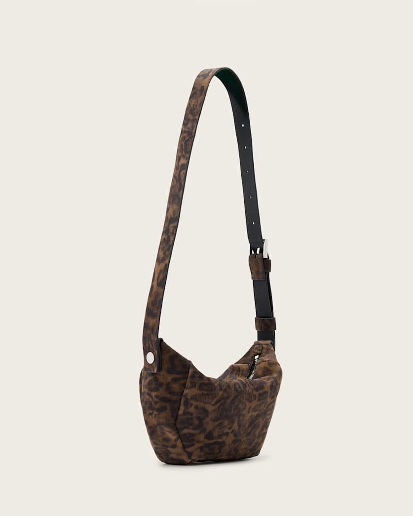 Madea Leopard Print Suede Crossbody Bag