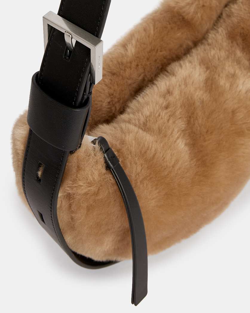 Half Moon Shearling Crossbody Bag