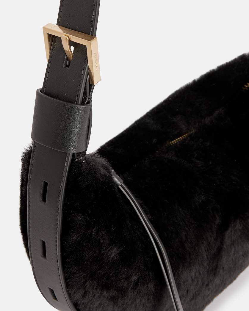 Half Moon Shearling Crossbody Bag