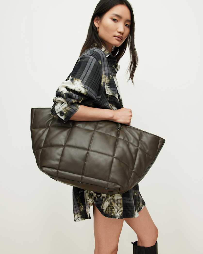Nadaline Leather Quilted Tote Bag