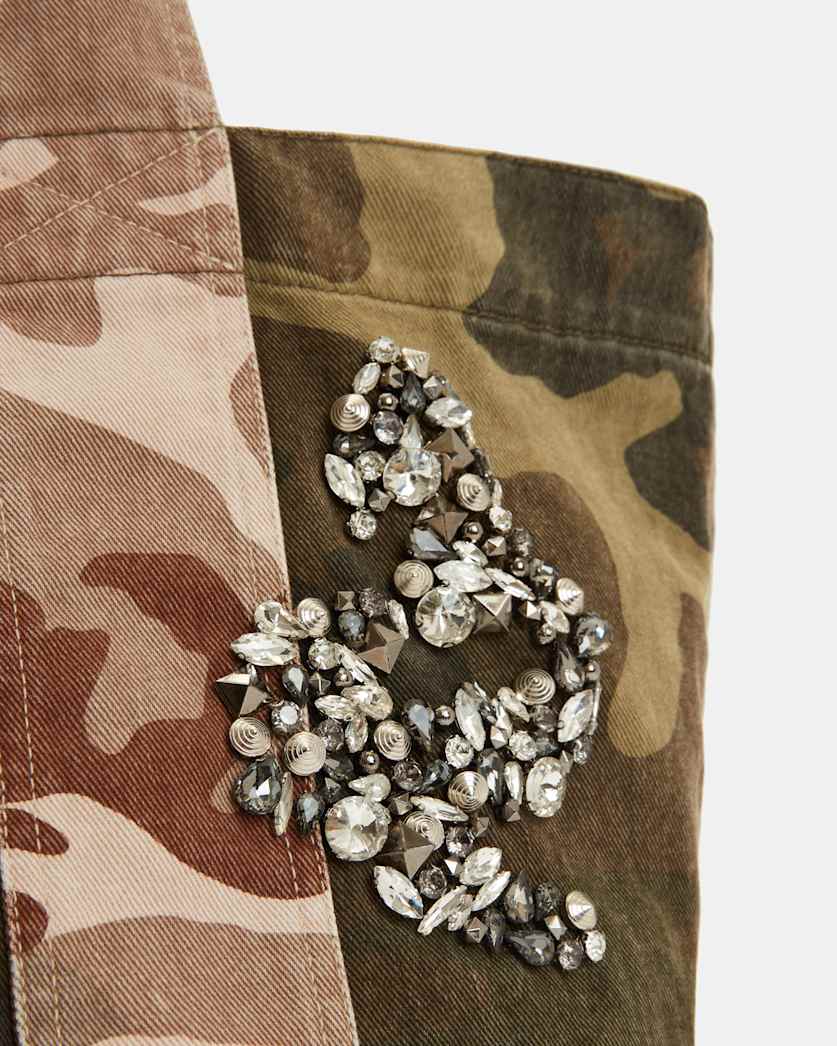 Airi Camouflage Denim Jewel Tote Bag