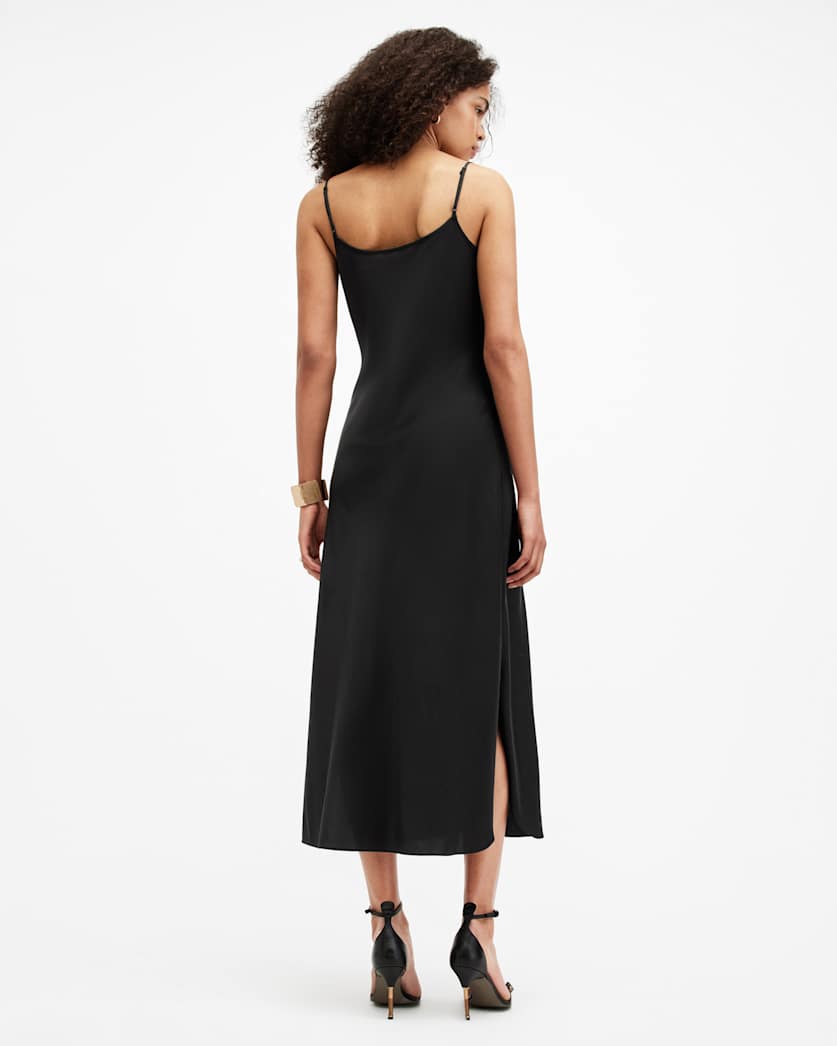 knee length dresses for ladies Spruce Sleeveless Slinky Jersey Midi Dress With Cowl Neck main image 0