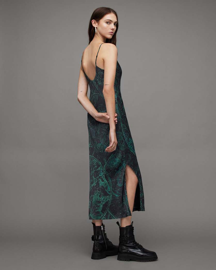 Melody Silk Blend Zig Midi Slip Dress