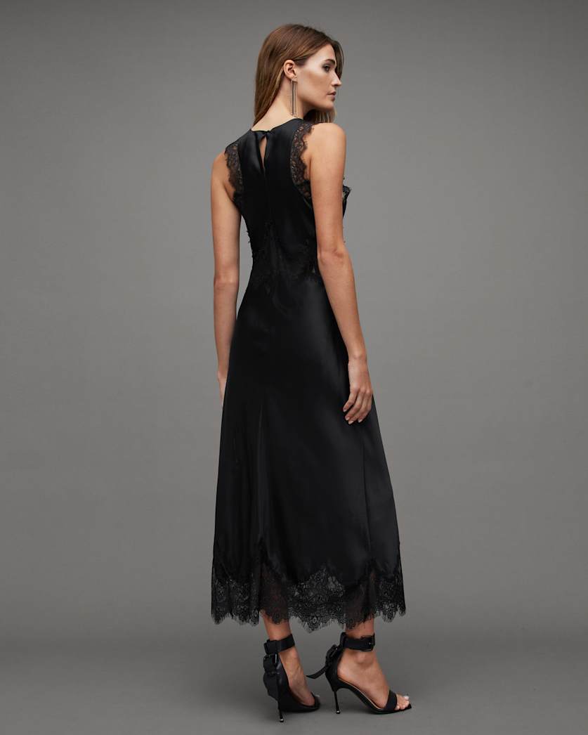 Alula Silk Blend Lace Trim Maxi Dress