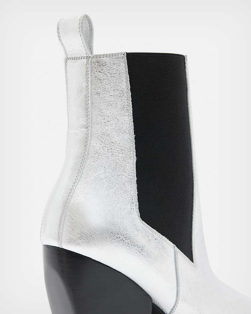 Ria Metallic Leather Heeled Boots
