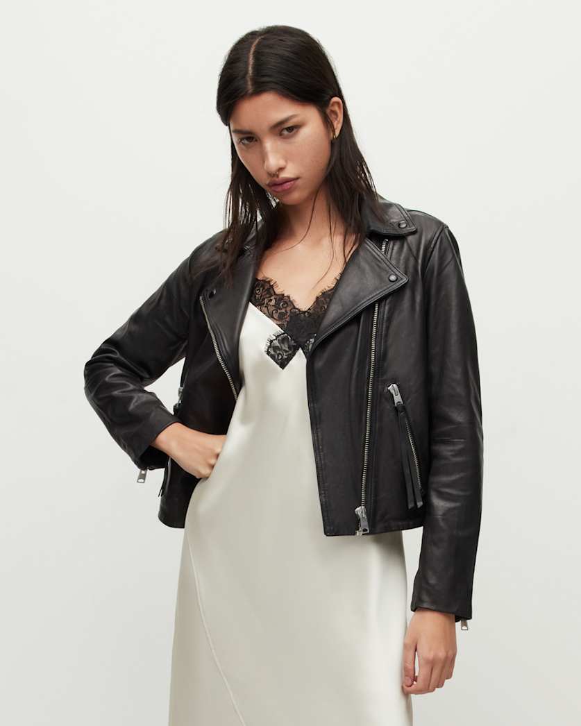 Dalby Slim Fit Leather Biker Jacket