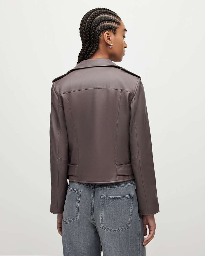 Balfern Belted Hem Leather Biker Jacket