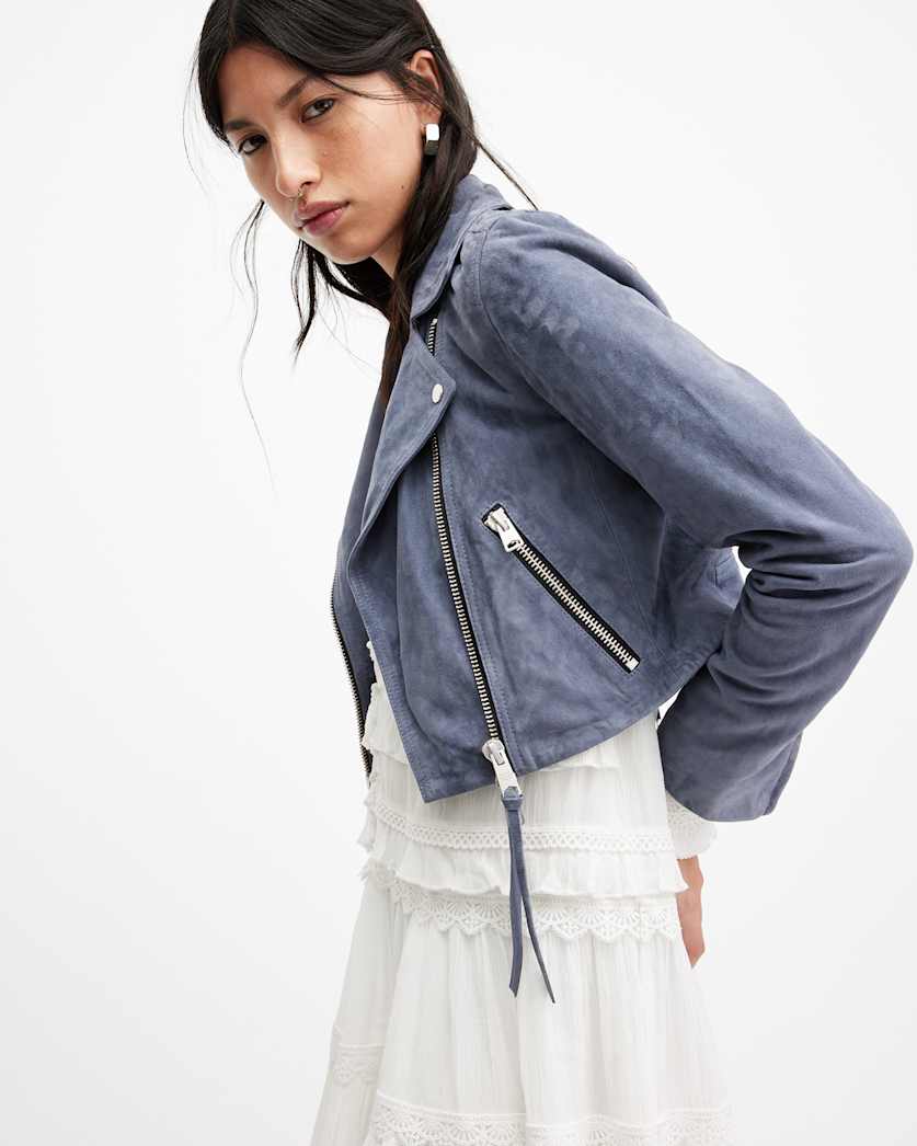 Dalby Slim Fit Cropped Leather Biker Jacket