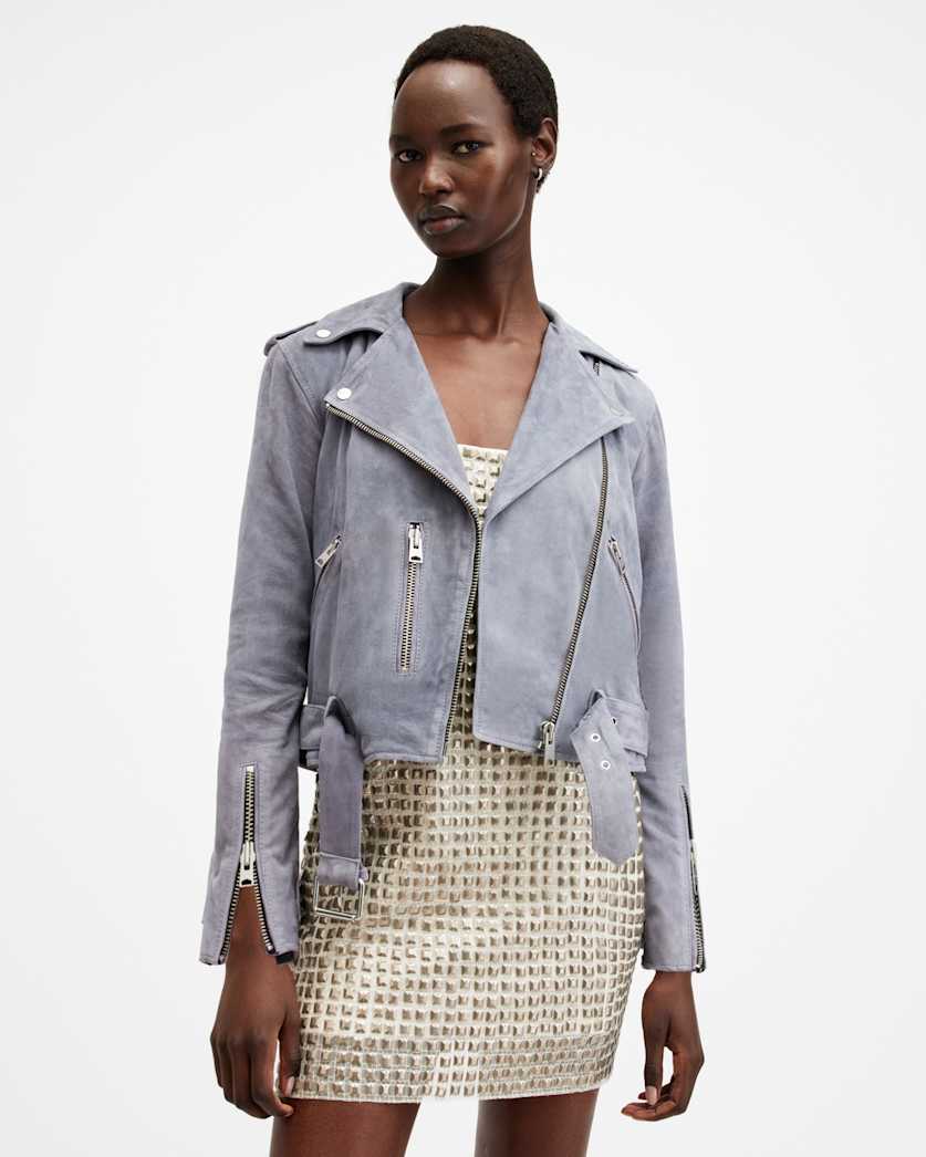 Balfern Belted Suede Biker Jacket