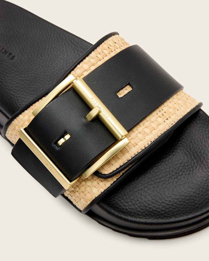 Ellie Studded Buckle Leather Sliders