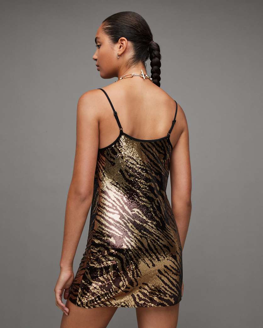 Haddi Tiger Print Sequin Mini Dress