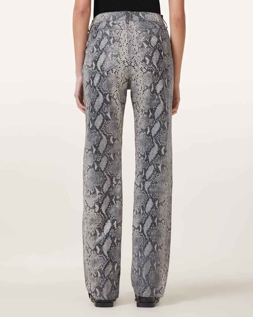 Saige Snake Skin Effect Leather Trousers