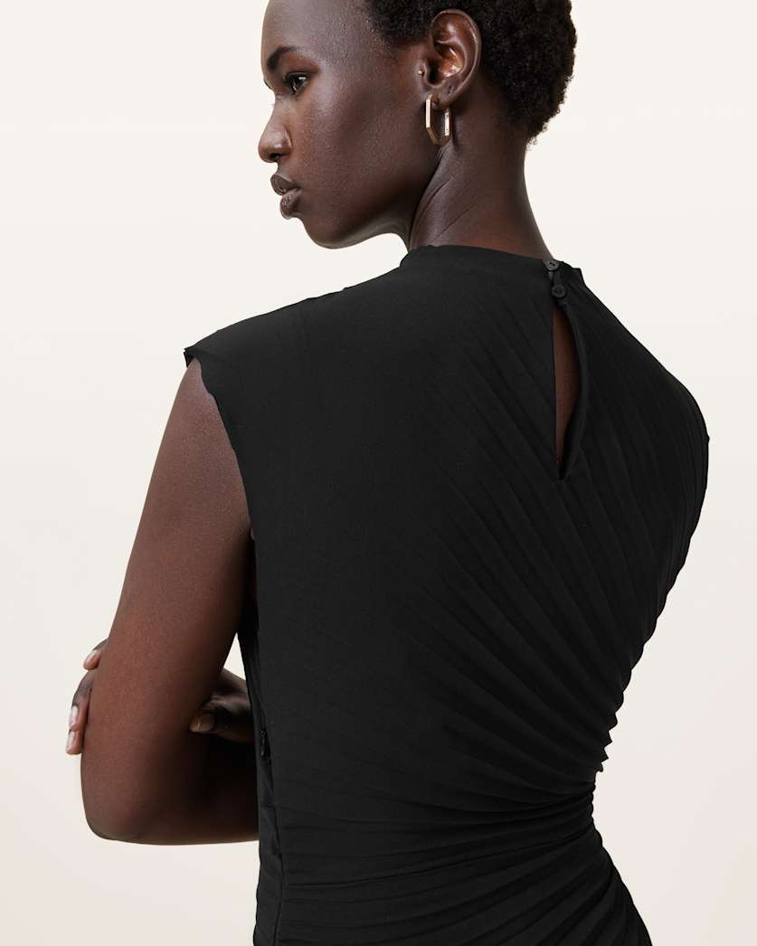 Rayanna Pleated Satin Midi Dress