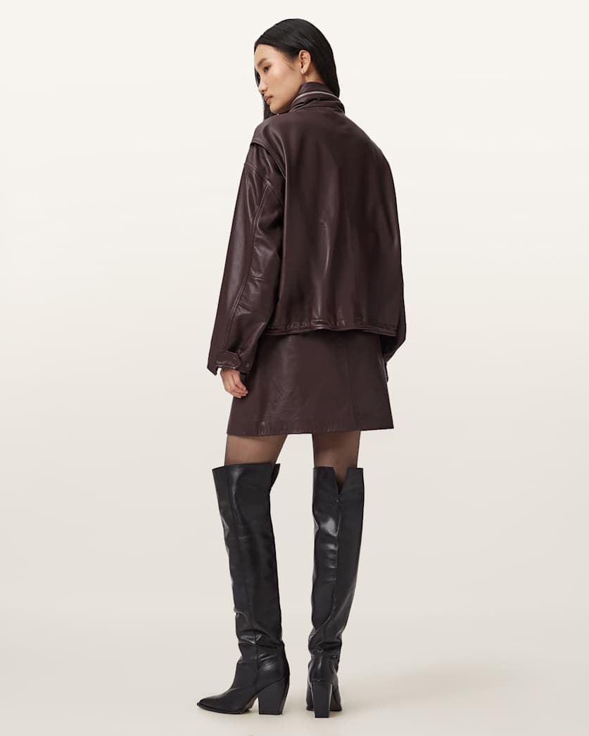 Renai Slim Fit Leather Mini Skirt