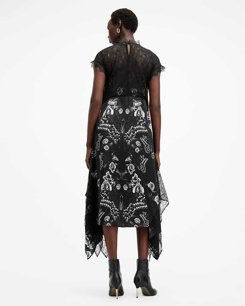 Gian Lace Trim Asymmetric Maxi Dress