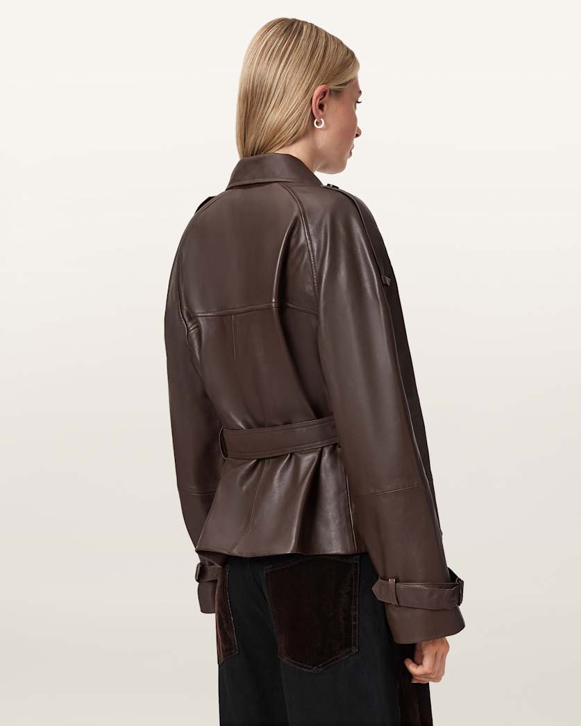 Reed Cropped Leather Trench