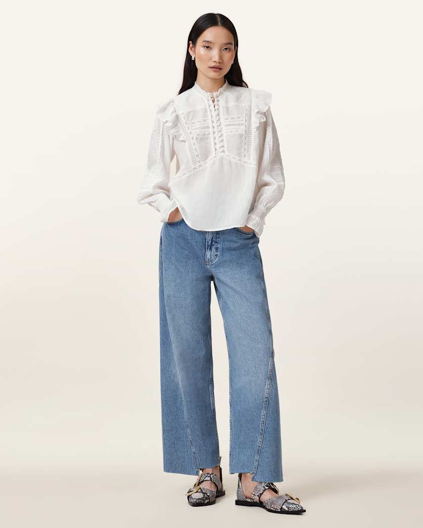 Heather Long Sleeve Lace Trimmed Top