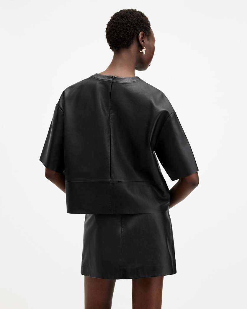 Renai Short Sleeve Leather T-Shirt