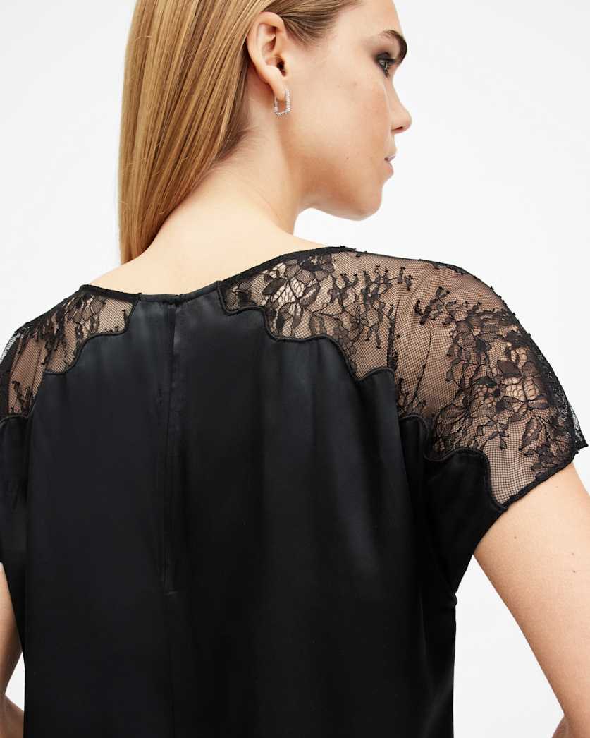 Mari Silk Blend Lace Trim Jumpsuit