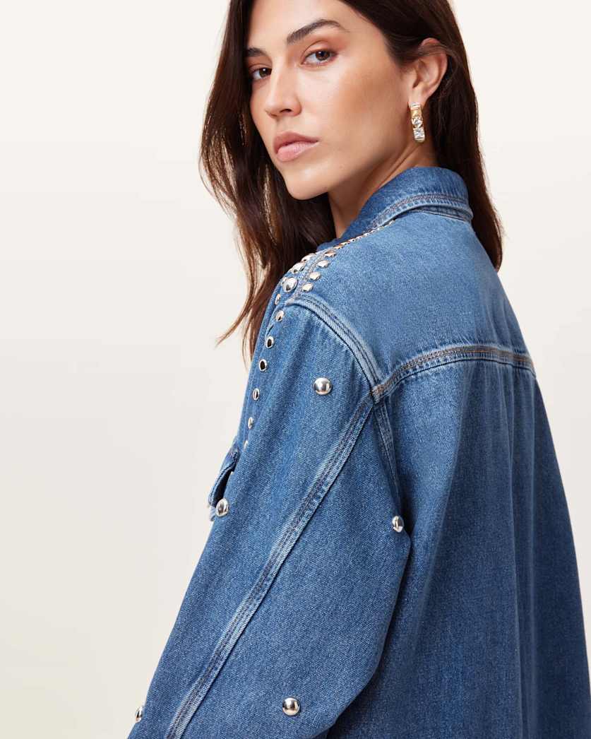 Alba Studded Oversized Denim Shirt