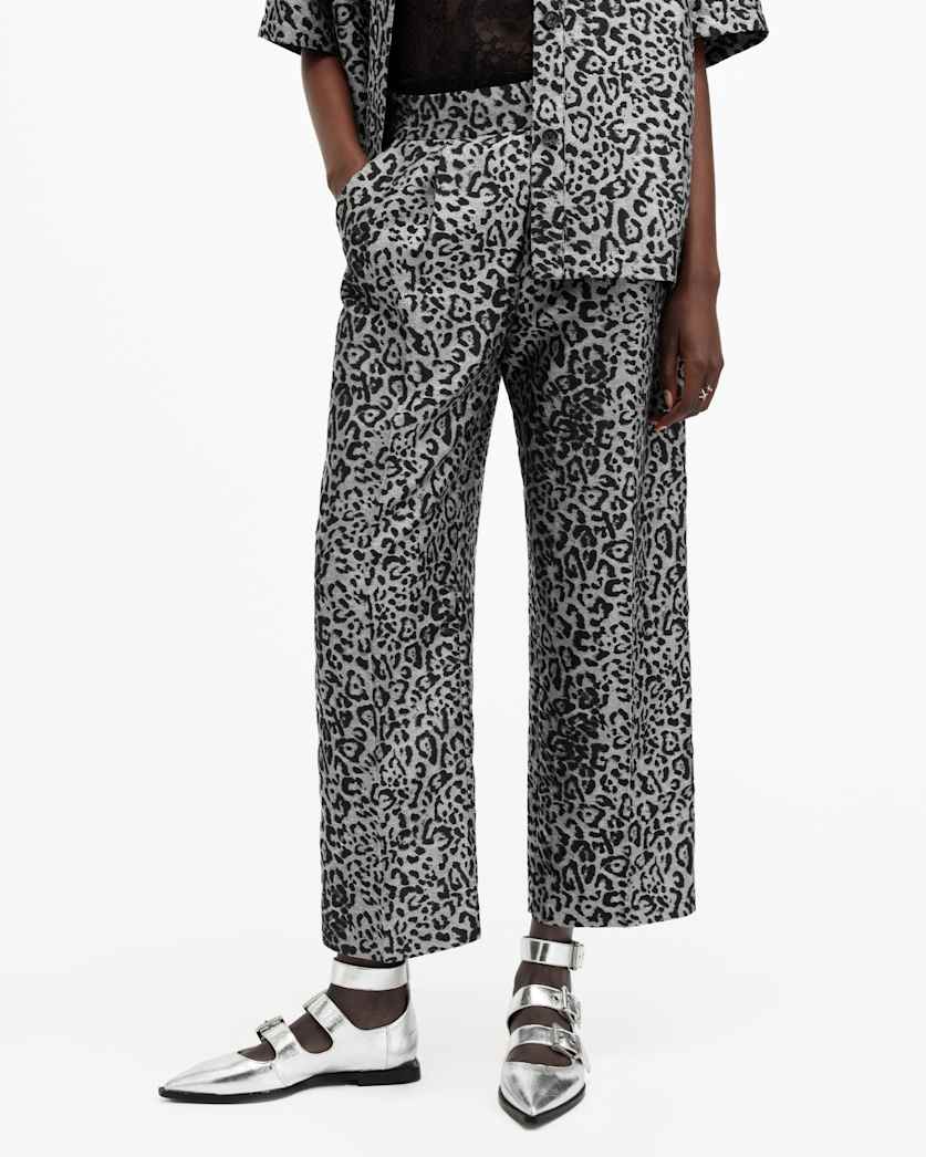 Jemi Leopard Print Metallic Trousers