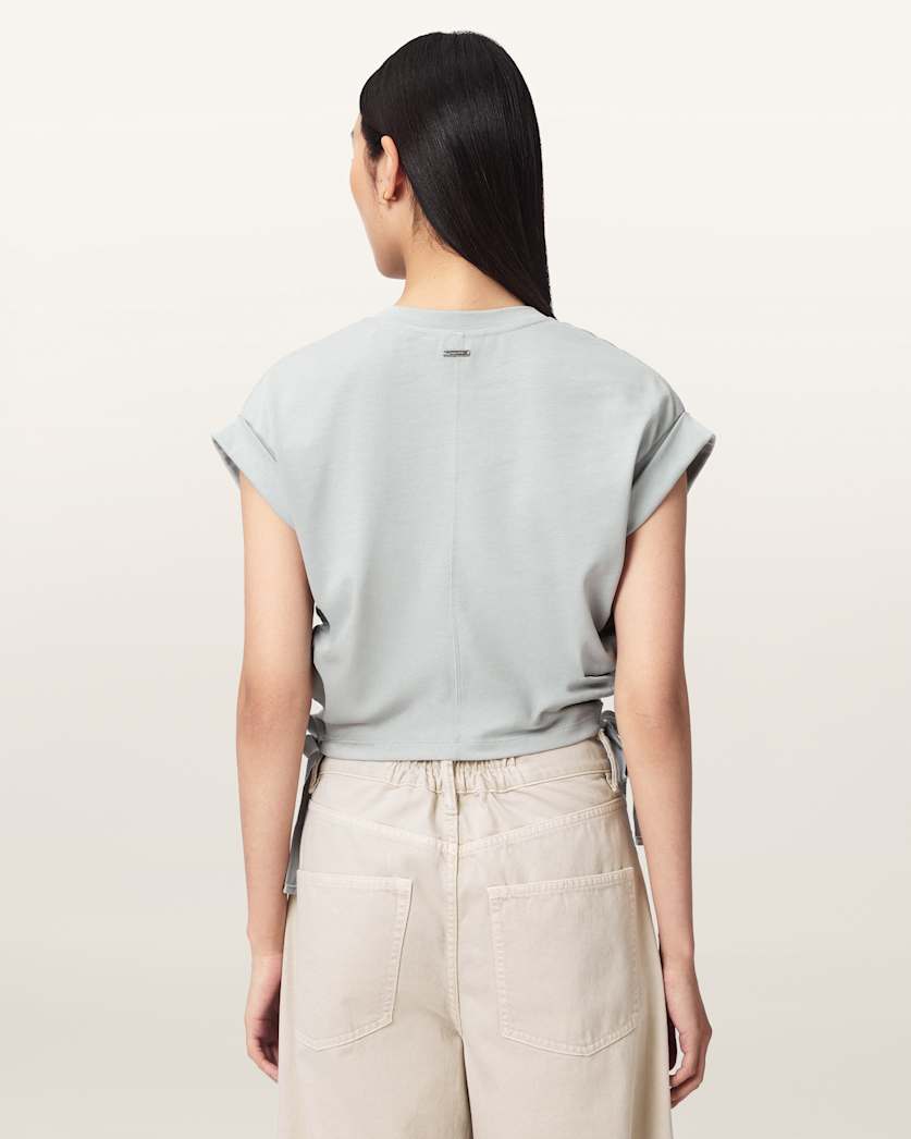 Mira Cropped Satin Drawcord T-Shirt