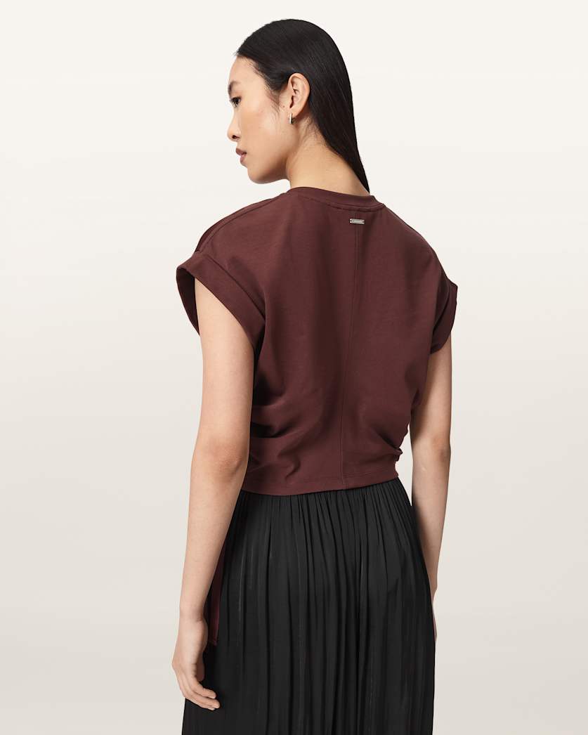 Mira Cropped Satin Drawcord T-Shirt