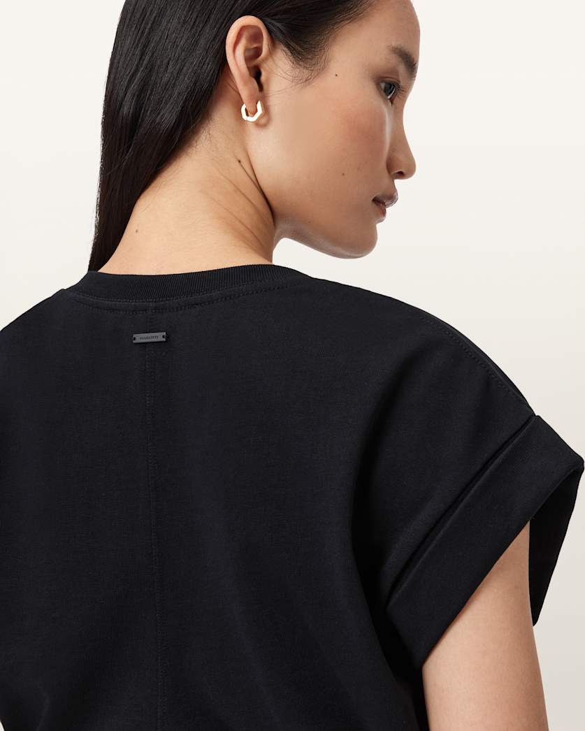 Mira Cropped Satin Drawcord T-Shirt