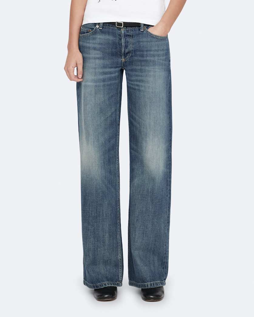 Vintage Indigo Nico Low-Rise Wide-Leg Jeans