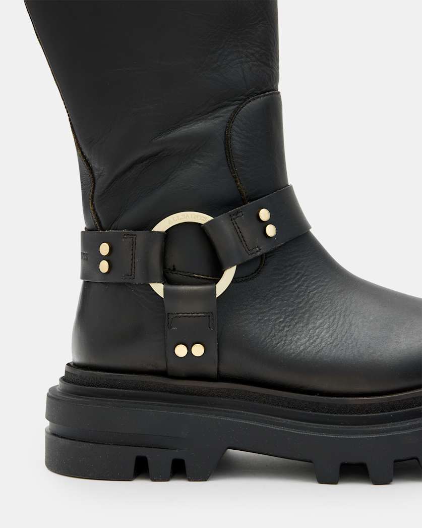 Jade Knee High Leather Biker Boots