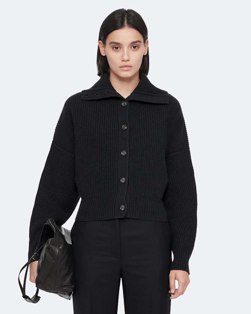 Cropped merino wool cardigan