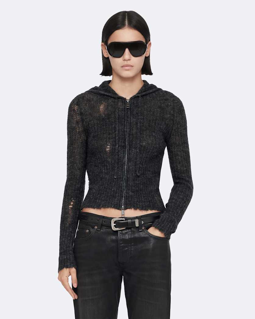 Mabel Cropped Alpaca-Blend Hoodie