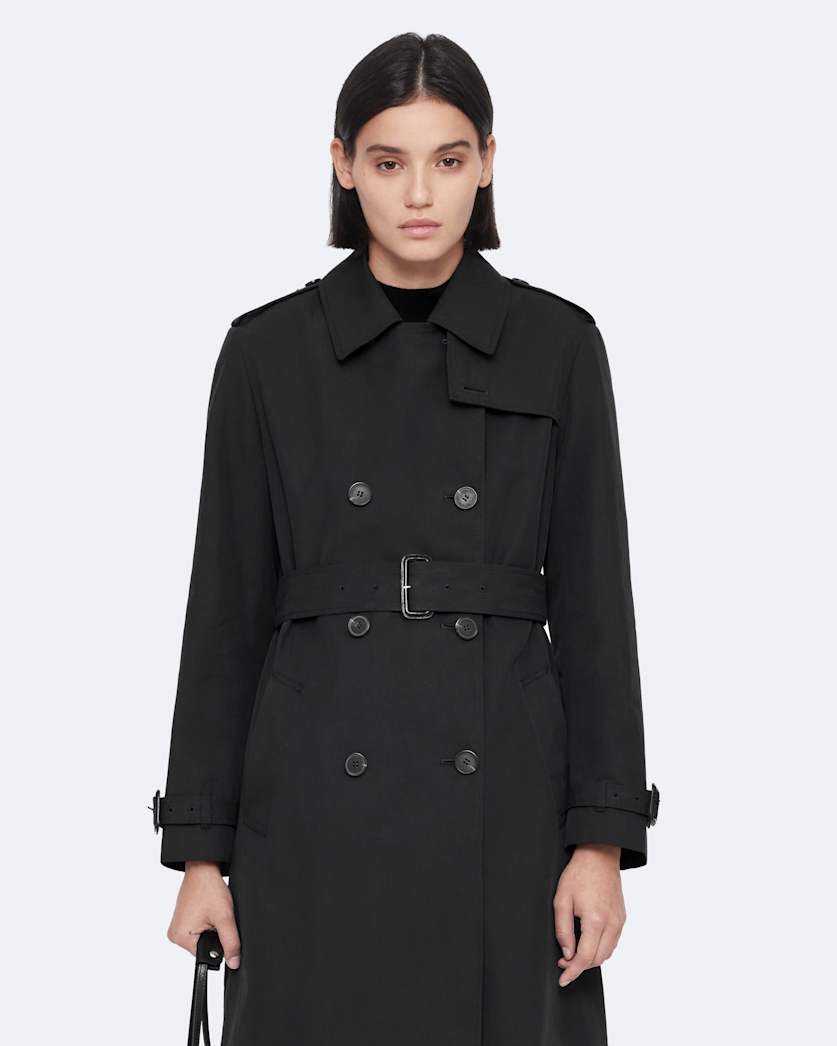 Double-breasted cotton trench coat