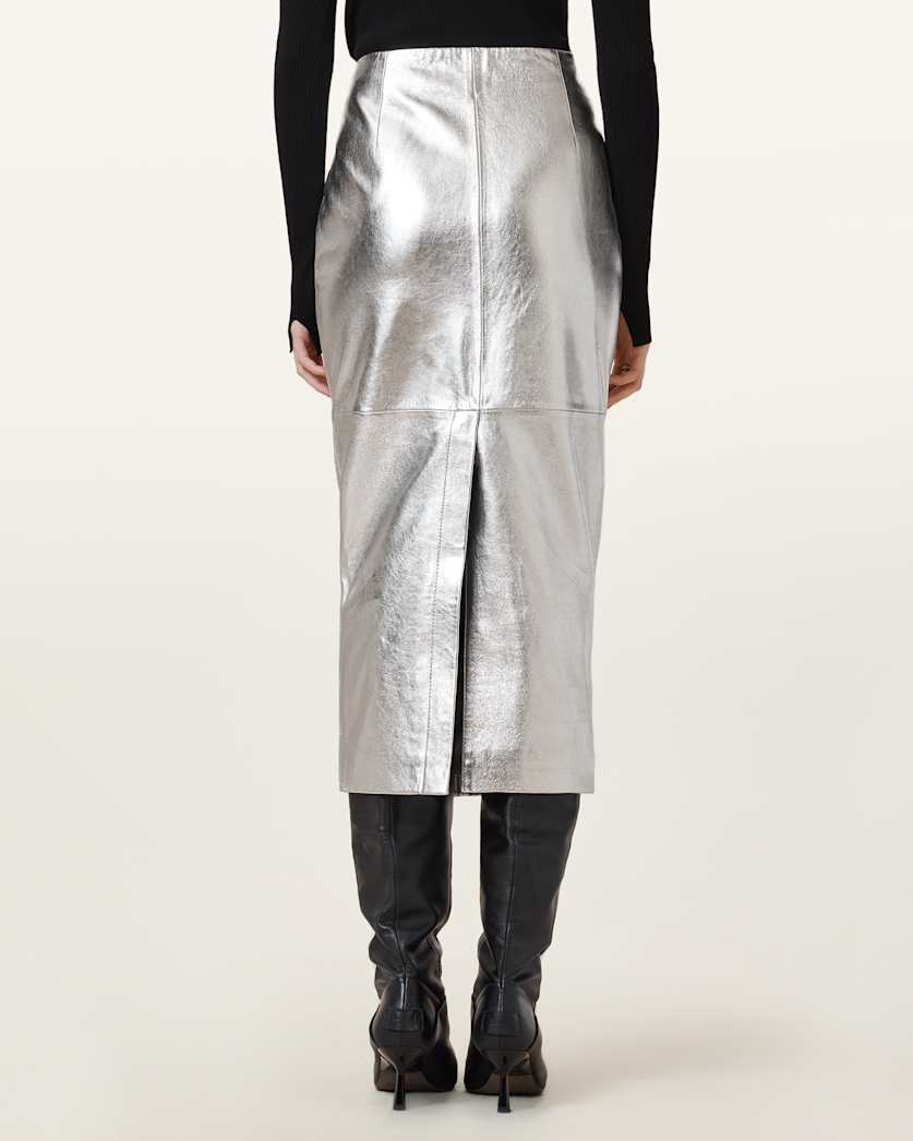 Renai Slim Fit Leather Pencil Skirt